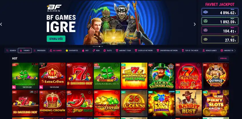 Лобі Favbet Casino з добіркою популярних ігор